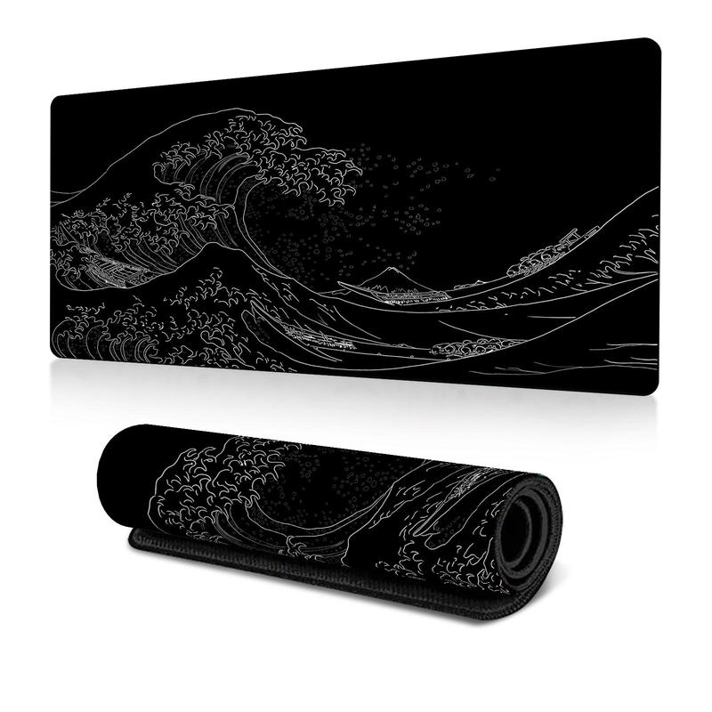 Sea Wave Pattern Mouse Pad, 1 Count Extended Gaming Keyboard Mat, Large ...