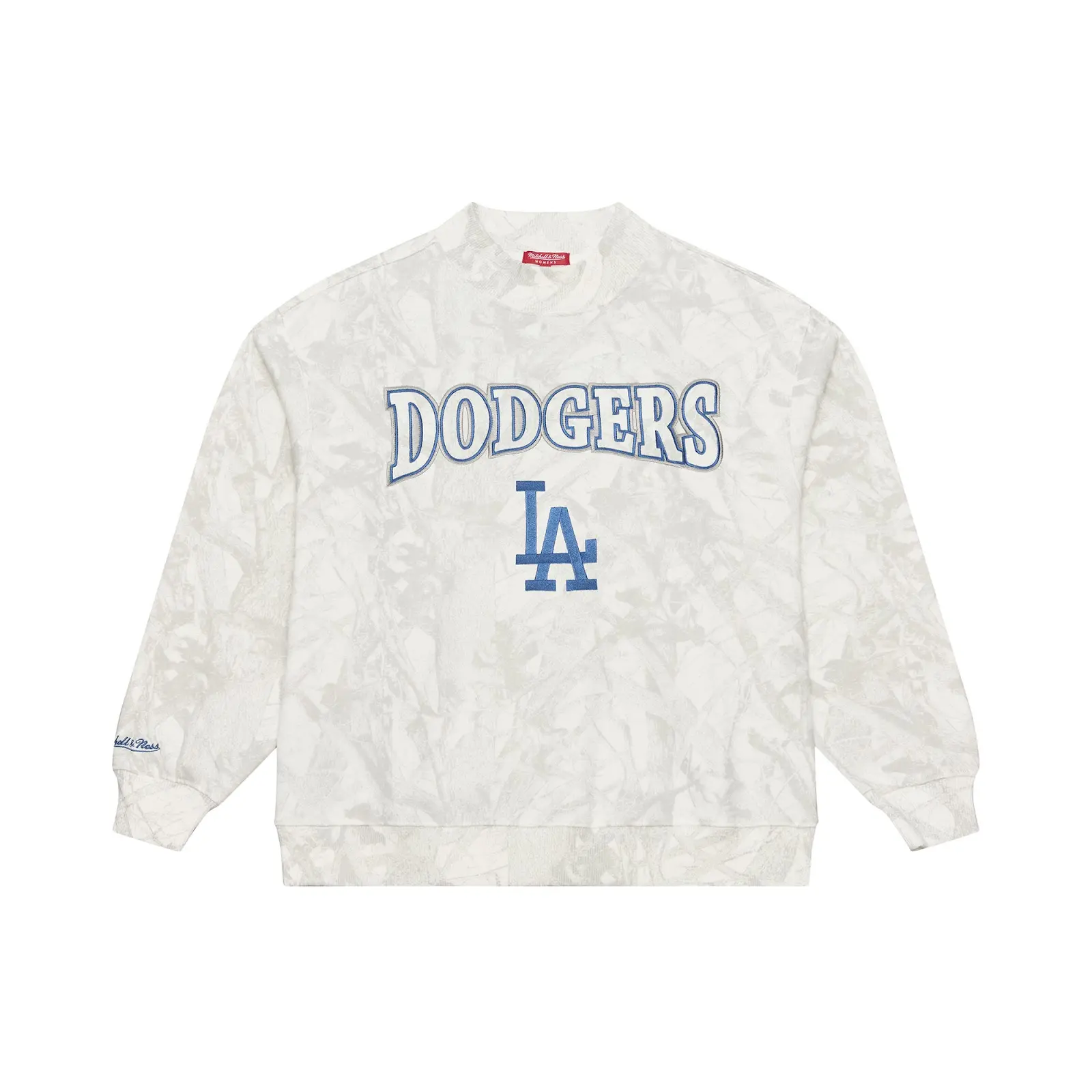 Women's Los Angeles Dodgers White Ghosted Mock Neck Fleece Sweatshirt