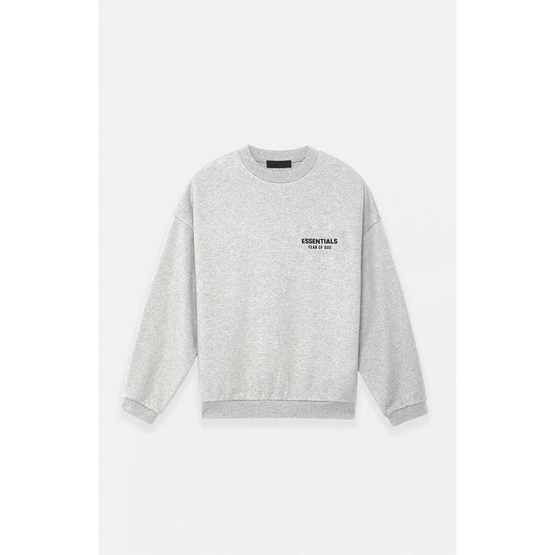 Fear of God ESSENTIALS Men's Light Heather Grey Fleece Crew Neck Sweatshirt