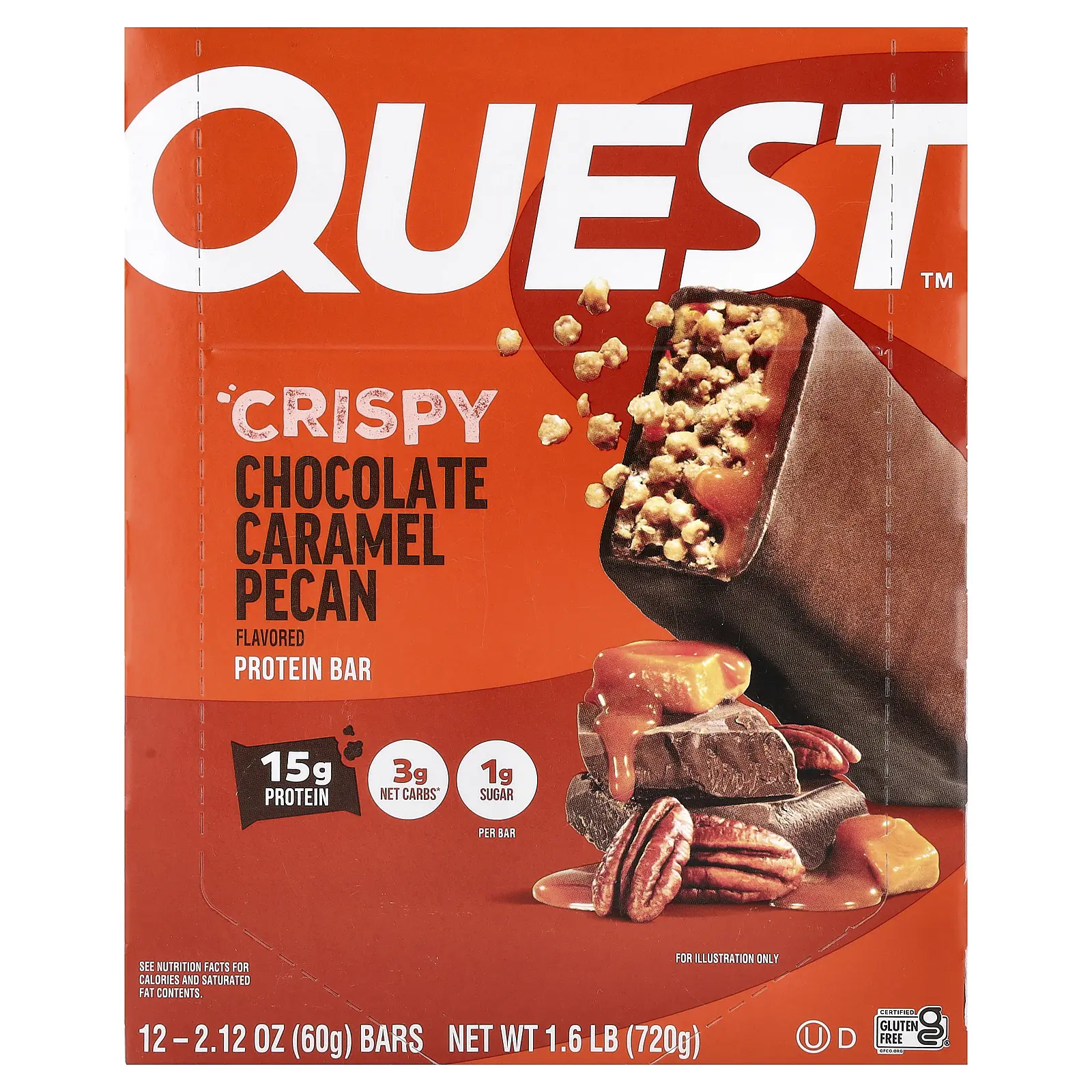 Quest Nutrition Protein Bar, Crispy Chocolate Caramel Pecan, 12 Bars, 2.12 oz (60 g) Each