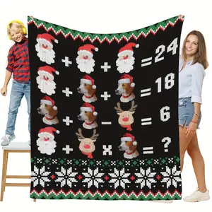 Christmas themed Fun Christmas Equation Printed Flannel Blanket - the perfect holiday gift for families all year round