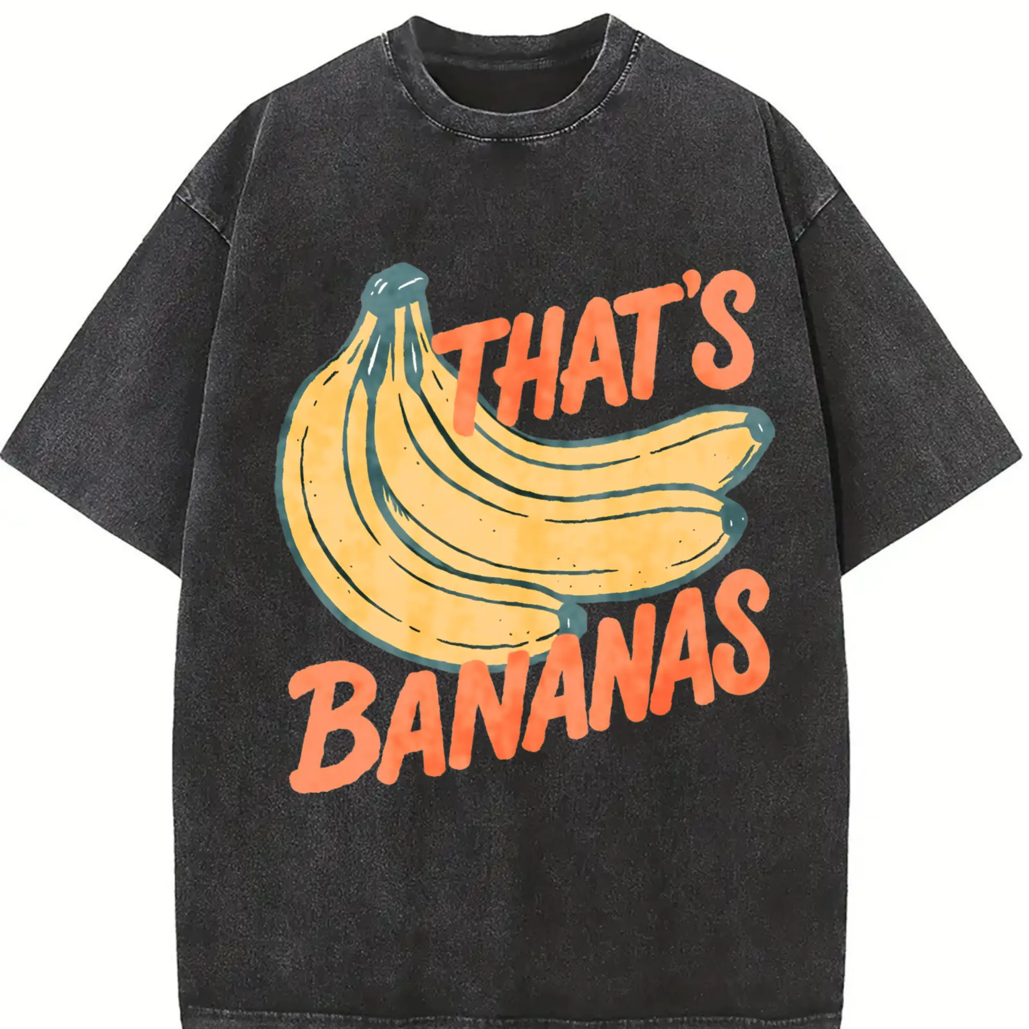 Men's Vintage 100% Cotton Streetwear T-Shirt, Funny Banana Graphic Crew Neck, Casual Loose Fit Short-Sleeve Top, Cold Wash, Hand Wash Only, Multi-Size Including 3XL Menswear Crewneck