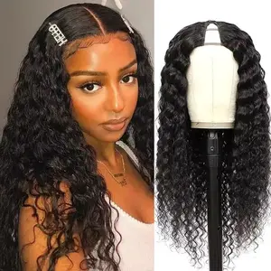 [NEW IN] MYLOCKME Deep Wave V Part Wig Human Hair 180 Density 14-32 Inch Brazilian Curly Wave For Women No Glue No Leave Out