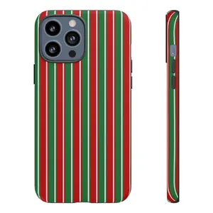 Striped Christmas Phone Case, Cute Christmas Design, Red and Green Pattern, Seasonal Phone Cover, Cheerful Tech Accessory