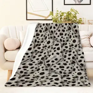 1PC Soft and Comfortable Leopard Print Blanket Winter Thick Warm Home Throw Blanket Living Room Bedroom Sofa Office Naptime Air-Conditioning Blanket Fashion Animal Pattern Decorative Blanket Easy to Cl