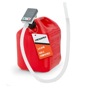 DeWay Gas Can Fuel Transfer Pump | Ultra Fast 3.8 GPM Flow Rate, Long 51” Hose, Storage Bag & 3 Can Adapters for Gasoline, Kerosene, Diesel & Non-Potable Water | USB-C Cable or Battery Power