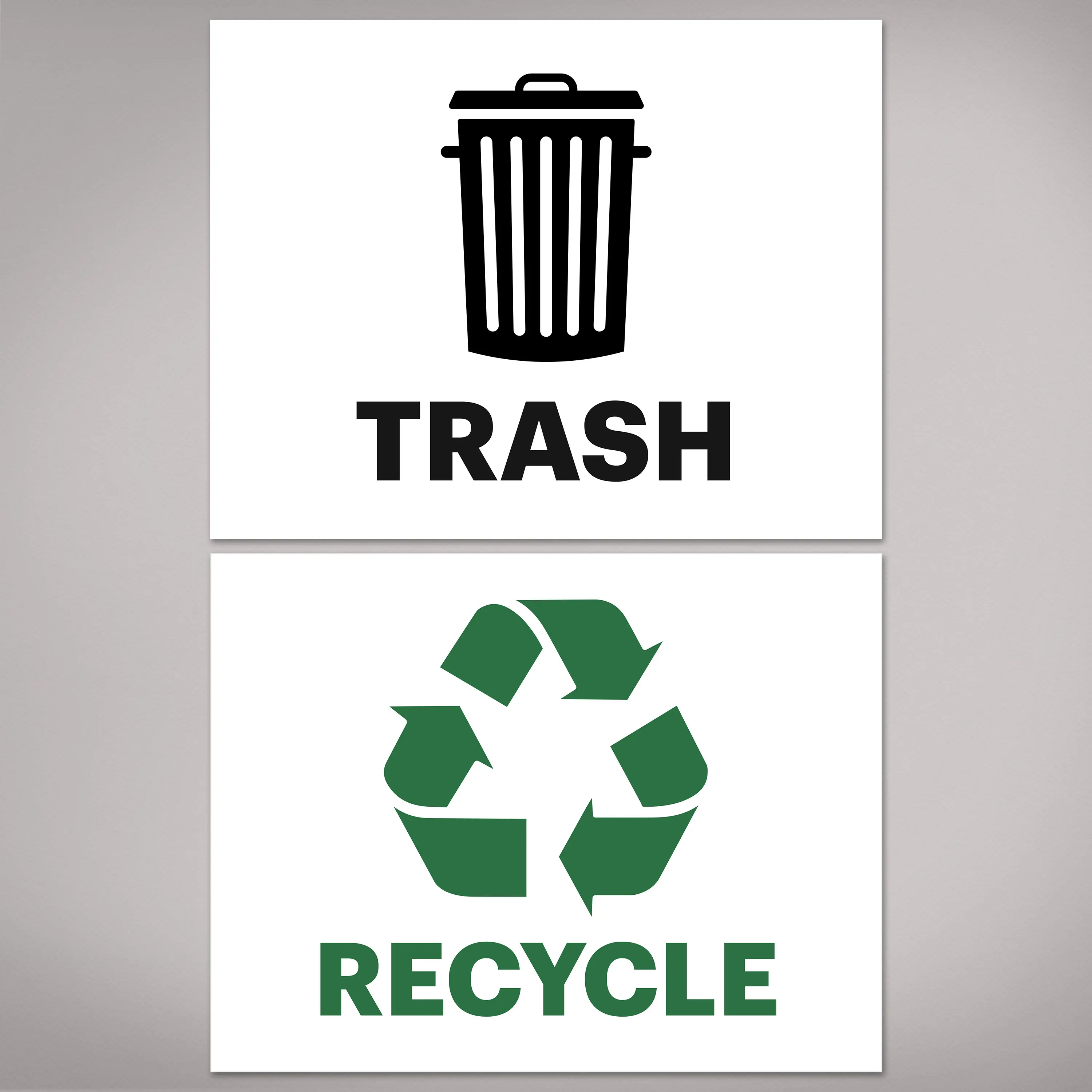 Avery Recycle and Trash Stickers, Green and Black Recycle and Trash Signs for Bins, Containers, Trash Cans and Walls, Waterproof, UV Resistant, Preprinted, 8-1/2" x 11", 2 Total
