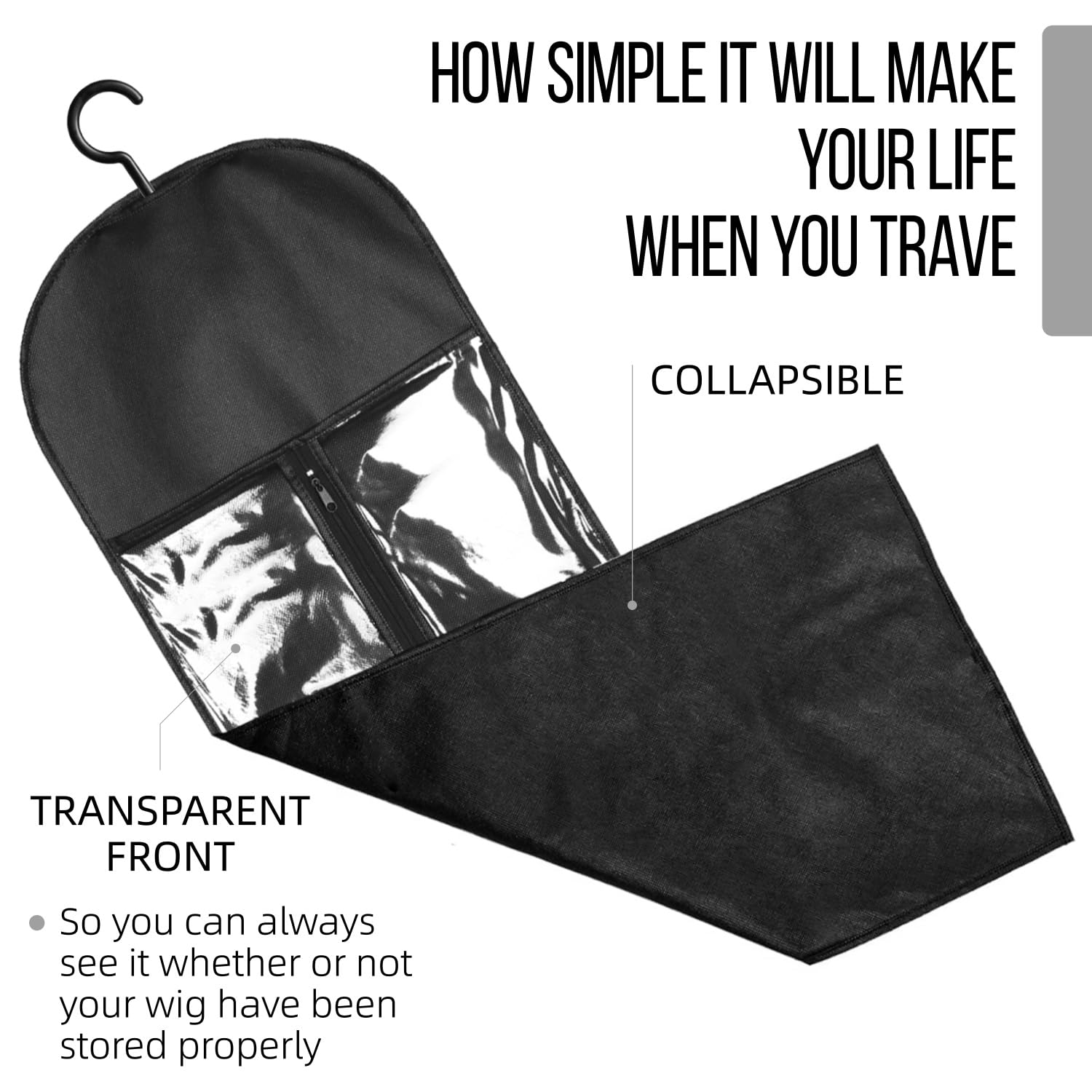 3PCS Extra Long Wig Storage Bags (31.5 Inch) with Hangers & Tags, Dust-Proof Organizer for Multiple Wigs, Hair Extensions and Accessories, Ideal for Home, Travel & Closet Storage