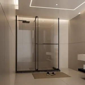 explosion proof Glass Shower Door, 30 - 60 in.W x 72 in.H Shower Sliding Door Walk-in Shower Screen Dual Usage,1/4 Inch Thick Glass Panel with Stainless Steel Handle, Supporting Bar