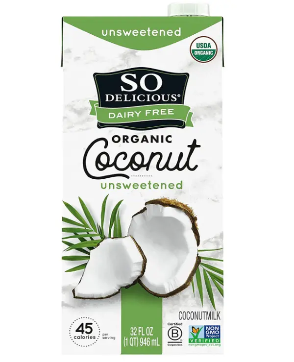 So Delicious Unsweetened Organic Coconut Milk - 1-Pack, 32 fl.oz., Vegan, Gluten-Free, Dairy-Free, Low-Calorie Kosher Non-Dairy Milk with Tree Nuts, Zinc Oxide, Xanthan Gum for Tea, Pantry Storage