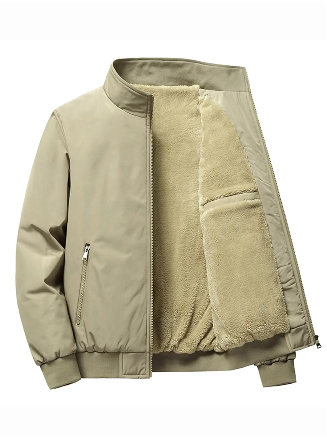 Men's Fall Winter Jacket, Casual Comfortable Stand Collar, Outdoor Soft Shell Zipper Cardigan, Lamb Fleece Lining, Warm Short Coat, Winter Fashion Clothing