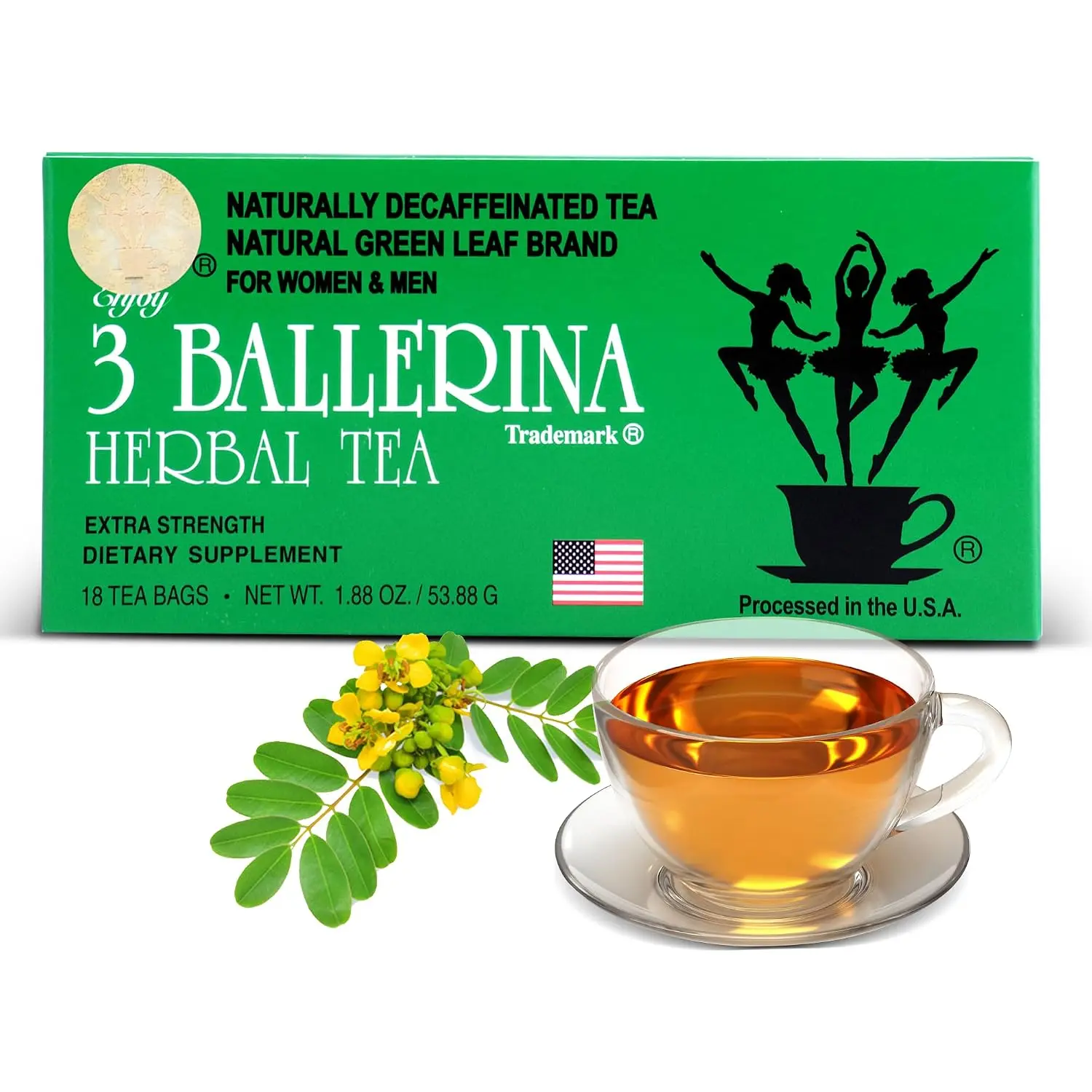 Ballerina Herbal Tea – Caffeine-Free Herbal Tea Bags, 18 Count, Pack of 1 | Herbal Tea Blend, Processed in the USA