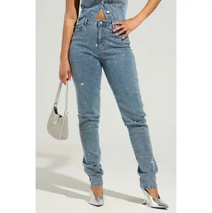 JOLIE RHINESTONE EMBELLISHED TAPERED JEAN