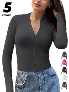 Women's Casual Long Sleeve Pullover Sweater, Kardashian Style Tight-Fit Knitted Top for All Seasons, Perfect for Gym & Daily Wear