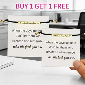 Buy 1 Get 1 Free Motivational Inspire Bracelet – Elegant Design with Unique Patterns, “Remember Who the F You Are” Message, Adjustable Unisex Wristband Gift