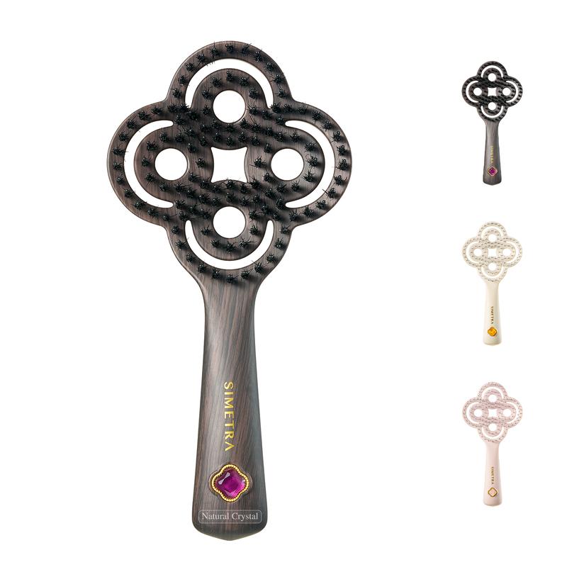 Simetra LuckyComb & Premium boar bristles specially designed effortlessly styling with a 10° angle that hugs the scalp. Made from HIPS high-impact polycarbonate material with natural crystal accents. Valentine's Day gifts