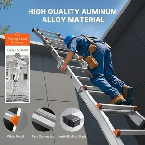 VEVOR 20FT A-Frame Telescoping Ladder - Compact Portable Aluminum Extension Ladder, 330lb Load Capacity for Indoor, Outdoor, RV and Roof UseVEVOR Super Brand Day