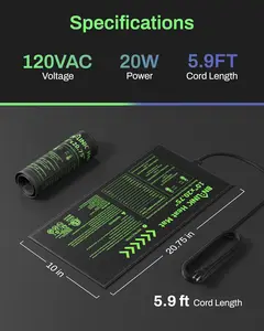 BN-LINK Durable Seedling Heat Mat for Seed Starting 10" x 20.75", 4 Pack Waterproof Warming Mat for Plants Germination, Plant Heating Pad for Indoor Growing, Hydroponic, Greenhouse, ETL Listed