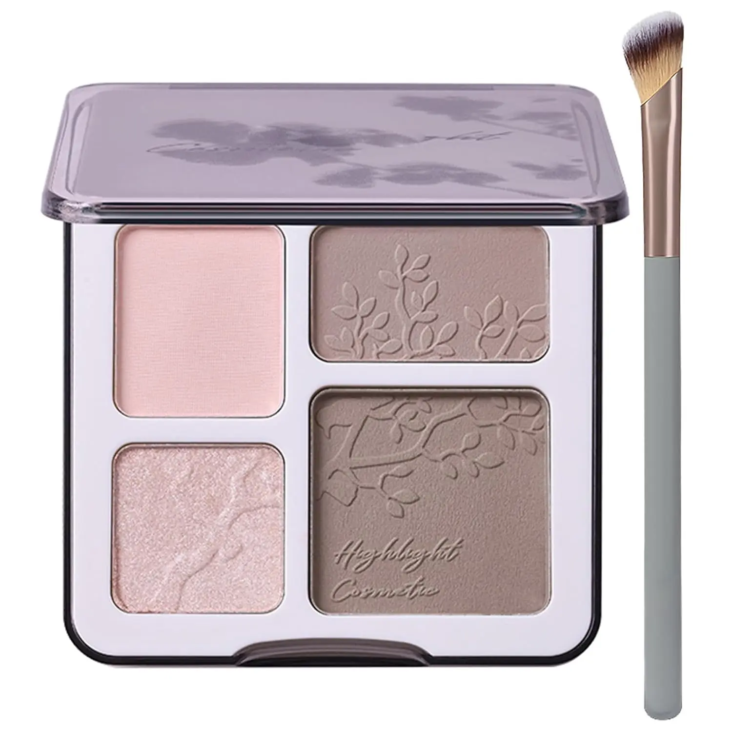 Cool-Toned Pressed Powder Face Contour & Highlighter Palette - 01 Cool Brown, Long-Lasting, Sculpting, Matte & Shimmer Finishes, Luminizers, Includes Brush Kit, Beauty & Personal Care Makeup Bronzer & Highlighter, 01 Cool Brown Brush Kit