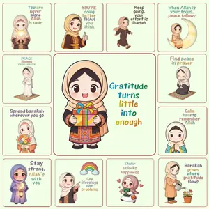 Muslim Girl Stickers, Inspirational Islamic Quotes, Creative Journal & Phone Decoration, Islamic Home Decor, Water Bottle, Laptop, Party Supplies