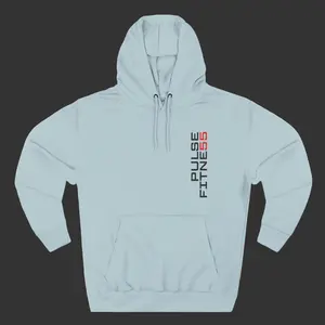 Pulse Fitness Hoodie — Vertical Logo Athletic Fleece Pullover