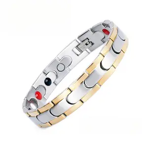 Couple Style Fashion Energy Bracelet High-Quality Titanium Steel Material Natural Mineral Inlaid Anti-Electromagnetic Radiation Adjusts Human Sub-Health