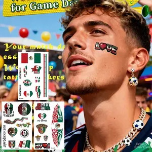 3pcs 2026 Soccer Season 26 Nations Design Sense Flag Face Tattoos Waterproof Temporary Fan Tattoos Match Day Support Party Fan Supplies Party Supplies Summer Wins