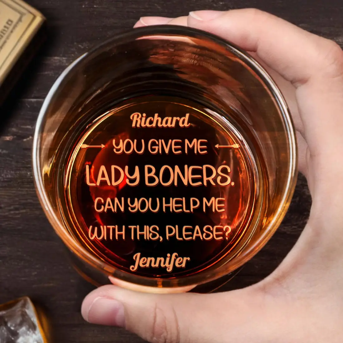 Can You Help Me High quality laser engraved whiskey glasses, Personalize your handwriting Gifts for couples, Home Decor & Gifts, Halloween, Funny gift for men and women, Drinkware