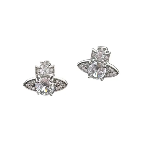 CZ Planet Stud Earrings for Men Women,Streetwear Punk Hip Hop Unisex Earrings