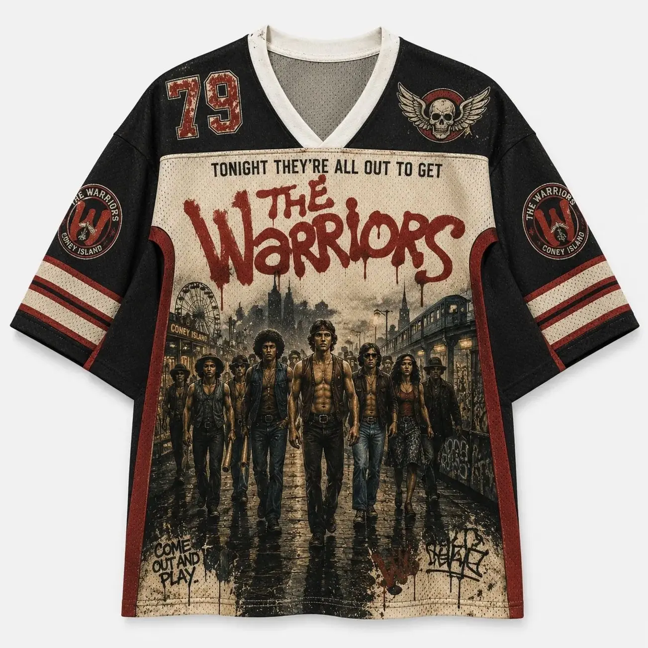 The Warriors Inspired Classic Movie Mesh Jersey Shirt, Retro Street Graphic Athletic Jersey Top F1S
