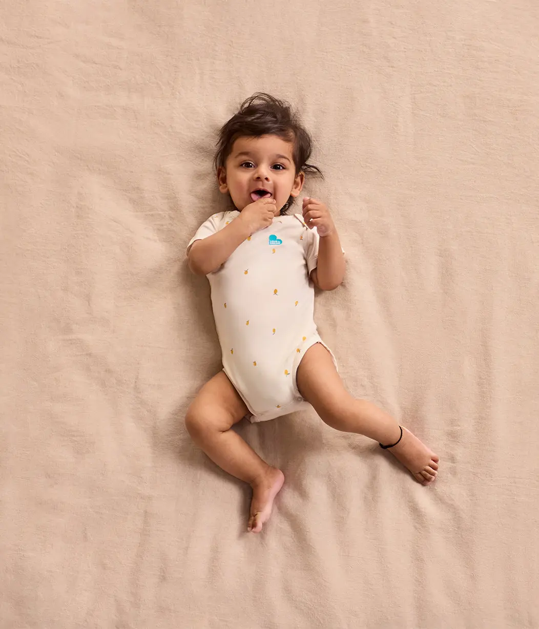 Bodysuit Short Sleeve Snug Fit Viscose from Bamboo Cream Lemons