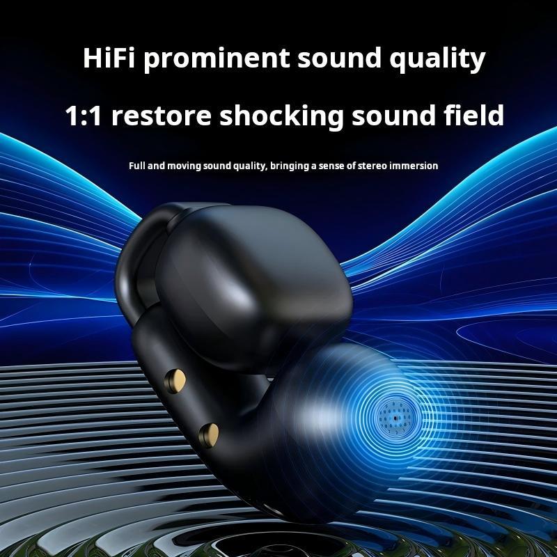 Open-ear Earbuds Wireless Bluetooth 5.3 Earphone Clip-on Headphone Noise Cancelling Mic, Clear Call, 4-8H Playtime, Stereo Bass Audio, Waterproof, Comfortable Fit for Running Gym