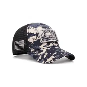 2026 Breathable Mesh Hat Embroidered American Flag Men's Street Camouflage, Skateboarding Outdoor Sports Sunshade Baseball Hat Camo Trucker Cap