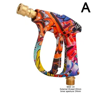 High Pressure Water Gun with Colorful Graffiti, 1L Foam Cannon, 1/4"-Quick Connect Nozzle Set and Rubber Nozzle Holder