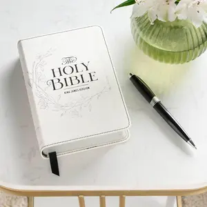 KJV Holy Bible, Compact Large Print Vegan Leather Red Letter Edition - Ribbon Marker, King James Version, Pearlized White (KJV Compact LP Editions)