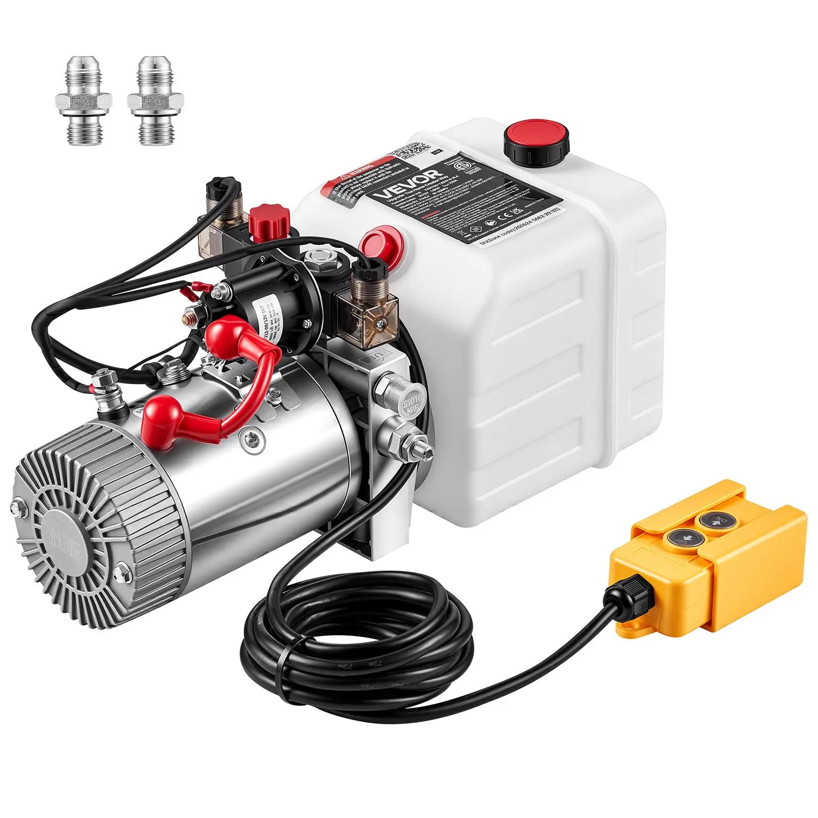 【BackToSchool】VEVOR 3 Quart Hydraulic Pump, Double Acting Dump Trailer Pump, 3200PSI Max Relief Pressure & 0.91 GPM Flow Rate, DC12V 1.6KW Hydraulic Power Unit for Dump Trailer Car Lifting (Horizontal Installation)