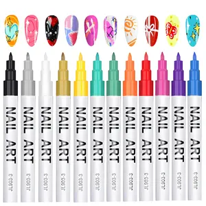Nail Art Pens for Nail Painting, 0.7mm Nail Art Marker Pens for Valentine' Day Painting Nail Point Graffiti Dotting Liner Pen for Home Salon Quick Dry Manicure outdoorfun