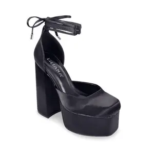 High Chunky Square toe Ankle Strap Platform Pumps