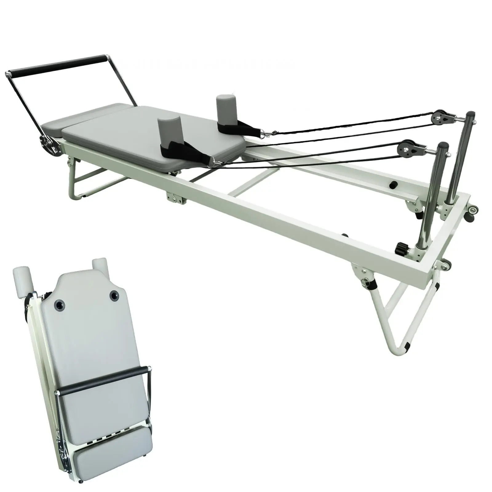 Foldable Pilates Reformer for Home/Studio Use, Mechanical Hardware, Beginner-Friendly, Resistance Bands-Equipped, 550 LBS Weight Capacity Support, Resistance Band Workout, Metal Frame