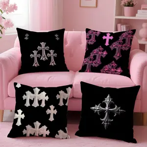 Luxury C-chromES H-Heart-tS Pillow Case Cozy short plush cover made with breathable organic fabric double sided artwork and a sleek invisible zipper ideal for durable warm and stylish home setups