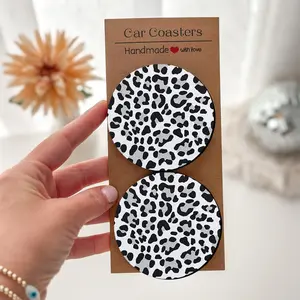 2/4pcs Leopard Print Decorative Handmade Office Desk Coasters-Exquisite Packaging, Easy to Clean, Suitable Christmas and Birthday Gift for Both Men and Women