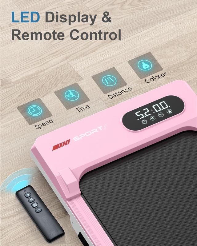 Walking Pad with 5% incline, 0.6-5Mph, Under Desk Treadmill Portable for Office & Home, Wide Running Belt, Remote Control, LED Display, 300 Lb Capacity