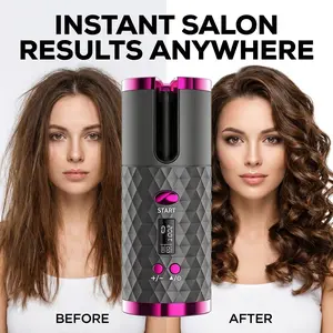 CESTVEEL Cordless Automatic Hair Curler - Lightweight, Adjustable, 6 Temp Settings, Double Insulated, Fast Heating, Auto Shut-Off, Timers, Rechargeable USB Power, Round Brush Look, Ideal for Curly & Long Hair, Thoughtful Gift, Curly Hair tiktokshopspringg