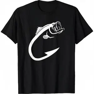 [100% Cotton] Fish Hook Minimal Art Cool Fishing Lover Art Lover Gift T-Shirt