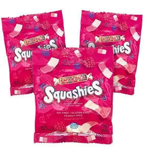 Smarties Squashies 3 pack Foam Marshmallows Gummies Candy Gluten Free Gummy Candy Bulk Peanut Free Perfect for Birthday & Holiday Party Favors & Raspberries Flavored 5 oz Candy Bags