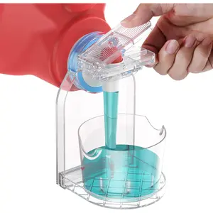 Clear Laundry Detergent Dispenser Cup Holder & Nozzle Force-Saving Switch Drip Catcher Soap Dispenser Laundry Room Organization Decor 1 Pack