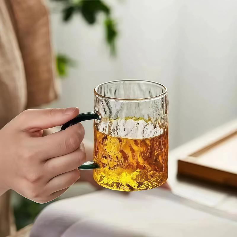 2pcs 10oz Glass Cups with Handle Water Latte Cappuccino Juice Drinking Water Reusable High Borosilicate Glass Modern Tumbler