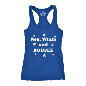 Womens Red White and Boujee Funny Shirts Workout Sleeveless Ladies Fitness Tank Top Funny Racerback Tank Cute Slimming Tank tops comfortable soft top Patriotic Tank Top for Women Funny Fitness Sleeveless Tee