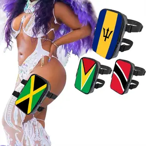Caribbean Flag Carnival Leg Bag - Adjustable PU Leather Design, Multi-Functional Leg Bag, Chest Bag & Waist Pouch, Ideal for Carnival and Festivals