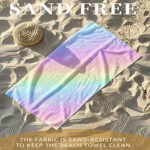 1PC Ultra Soft Quick-Dry Absorbent Beach Towel, Essential for Summer Holidays, Outdoor Oversized Thickened Beach Mat, Polyester Multicolor Solid Lightweight Portable Travel Picnic Mat, Beach Sun Protection Bath Towel